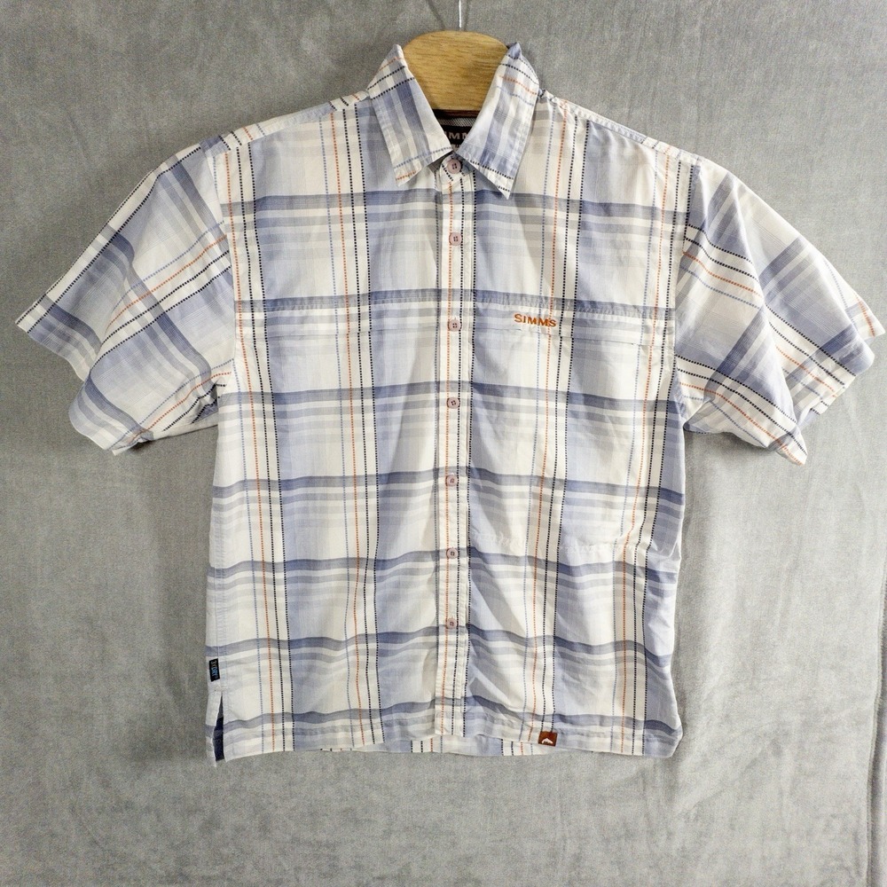 Simms Fly Fishing Plaid Short Sleeve Shirt Mens M Lake Outdoor Gorpcore Boating‎